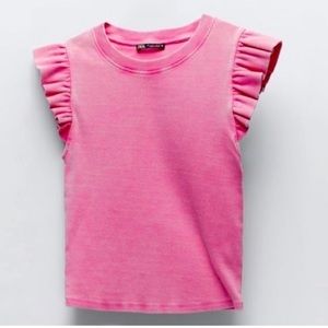 Pink Zara ruffled tank top